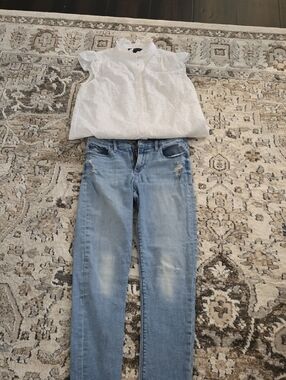 Lucky Brand Light Blue Brooke Crop Skinny Jeans - Distressed Detail